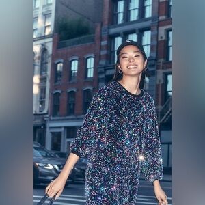 Anthropologie Velvet Sequin Mini Dress Size S